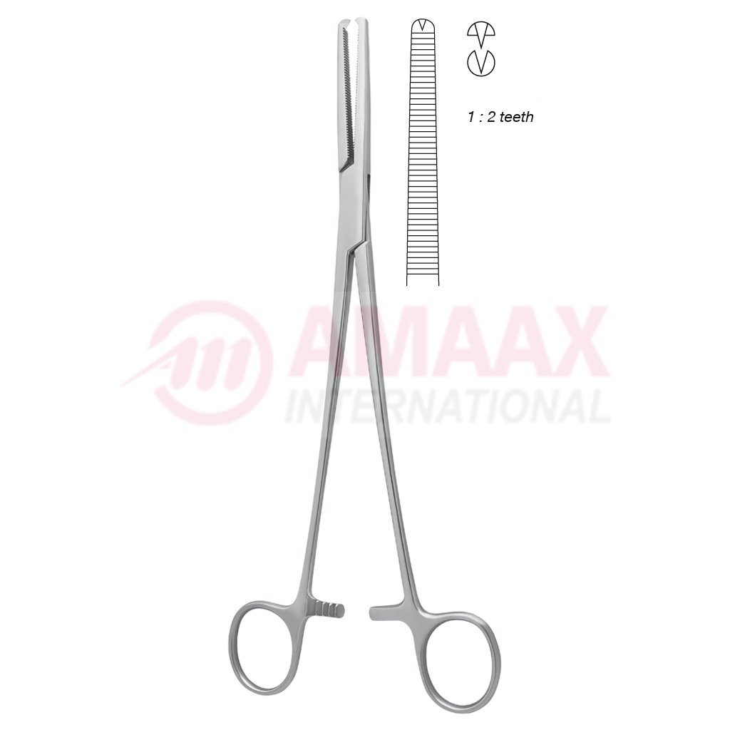 Holzbach Hemostatic Forceps 1x2 Teeth Straight 23.5cm