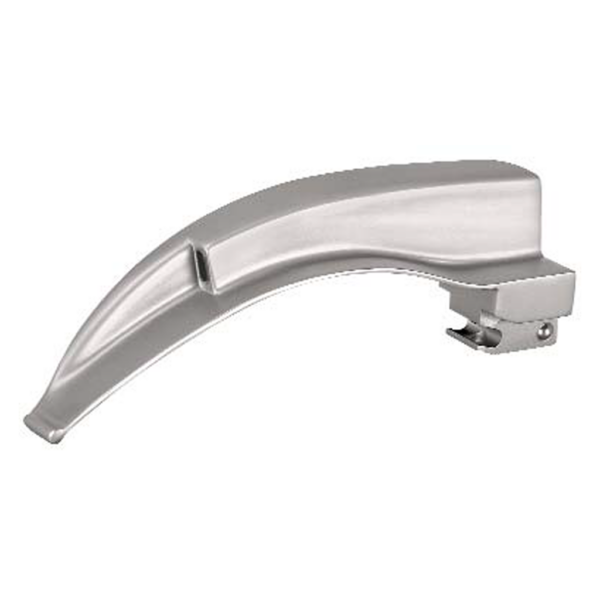 McIntosh Fiber optic laryngoscope satin finish with interchangeable light guide extra bright with larger fiber handle blade