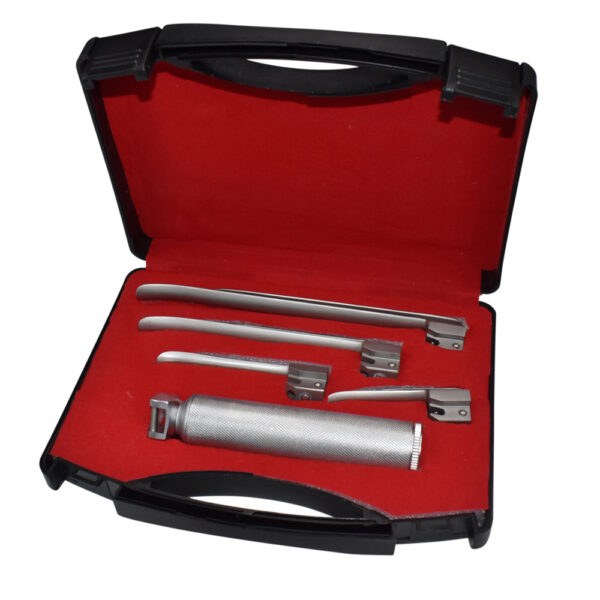 Set Miller conventional laryngoscope with blades 0,1 and small handle satin finish