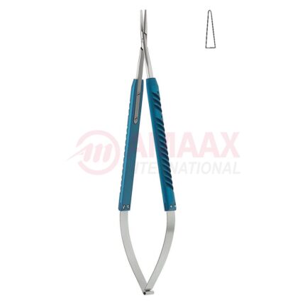 Micro Needle Holder Light Weight With Blue Colored Anodized Straight