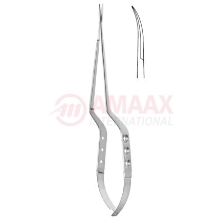 Yasargil micro scissors bayonet 3 hole type handle curved left
