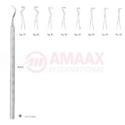 Black Cutting Instrument Single End With Octagonal Handle Fig.79-86