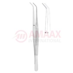London-College Dental Tweezer No. 3, 15cm (6"), Angled, Diamond Coated Jaws
