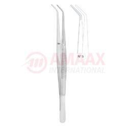London-College Dental Tweezer No. 5, 15cm (6"), Angled, Diamond Coated Jaws