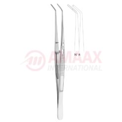London-College Dental Tweezer No. 8, 15cm (6"), Angled, With Lock