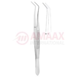 Meriam Dental Tweezer No. 1, 16cm (6 1/4"), Angled, Diamond Coated Jaws