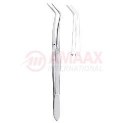 Meriam Dental Tweezer Fig.1, 16cm (6 1/4"), Angled, Smooth Handle With Recess