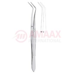 Meriam Dental Tweezer Fig.2, 16cm (6 1/4"), Angled, Smooth Handle With Recess