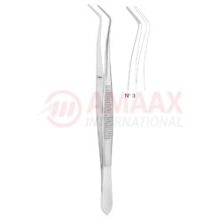 Meriam Dental Tweezer No. 3, 16cm (6 1/4"), Angled, Diamond Coated Jaws