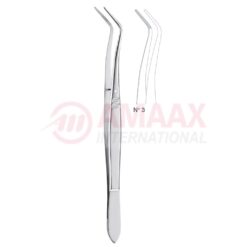 Meriam Dental Tweezer Fig.3, 16cm (6 1/4"), Angled, Smooth Handle With Recess