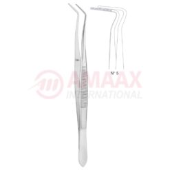 Meriam Dental Tweezer No. 5, 16cm (6 1/4"), Angled, Diamond Coated Jaws