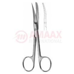 Surgical Scissors (Scissors For Wound Edges), Curved, Serrated (One Blade), Sharp/Blunt, 130 Mm