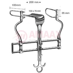 BALFOUR Abdominal Retractor 20cm/8" Lateral Blades 100x35mm, Center Blade 100x70mm, Spreading 200mm