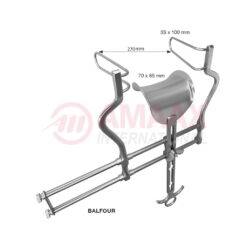 BALFOUR Abdominal Retractor 27cm/10?" Lateral Blades 100x35mm, Center Blade 70x85mm, Spreading 270mm