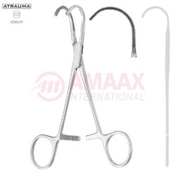 COOLEY-BECK ATRAUMATIC Vascular Clamp, Strongly Curved, 155 mm (6 1/8"), Toothing COOLEY, Jaw Length: 63 mm, Width: 30 mm, For Pediatrics