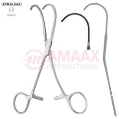 COOLEY ATRAUMATIC Vascular Clamp, Strongly Curved, 170 mm (6 3/4"), COOLEY Serration, Jaw Length: 82 mm, Width: 36 mm, For Pediatrics