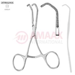 COOLEY ATRAUMATIC Vascular Clamp, Angled, 50 Degree, 115 mm (4 1/2"), Toothing COOLEY, Jaw Length: 50 mm, Width: 12 mm