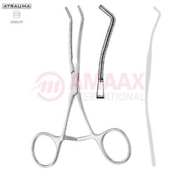 COOLEY ATRAUMATIC Vascular Clamp, Angled, 50 Degree, 125 mm (5"), Toothing COOLEY, Jaw Length: 52 mm