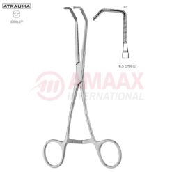 COOLEY ATRAUMATIC Vascular Clamp, Angled, 90 Degree, 160 mm (6 1/4"), Toothing COOLEY, Jaw Length: 46 mm, Width: 25 mm, For Pediatrics