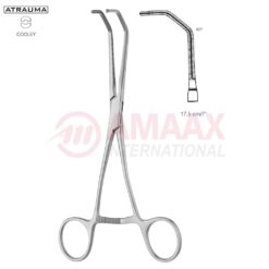 COOLEY ATRAUMATIC Vascular Clamp, Angled, 60 Degree, 170 mm (6 3/4"), Toothing COOLEY, Jaw Length: 56 mm, Width: 33 mm, For Pediatrics