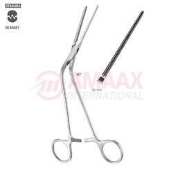 DeBakey Atraumatic Clamp 20cm (8"), Straight, Jaw Length 60mm, 30 Degree Angled Downwards Shanks