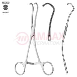 DERRA ATRAUMATIC Vascular Clamp, Curved, 165 mm (6 1/2"), Toothing DeBakey, Width: 16 mm, For Pediatrics