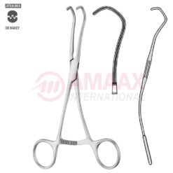 DERRA ATRAUMATIC Vascular Clamp, Angled, 55 Degree, 170 mm (6 3/4"), Toothing DeBakey, Width: 20 mm, For Pediatrics