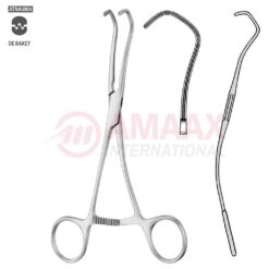 DERRA ATRAUMATIC Vascular Clamp, Angled, 55 Degree, 175 mm (6 7/8"), Toothing DeBakey, Width: 26 mm, For Pediatrics