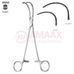 GLOVER Atraumatic Vascular Clamp, Strongly Curved, Toothing DeBakey