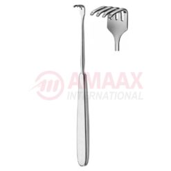 KLAPP Tendon Retractor 17.5cm 4 Prong 15x11mm Blunt