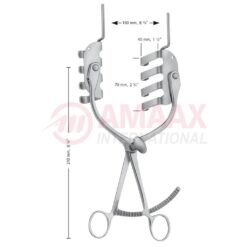 ST. MARKS (MODIF. GIRONA) Perineal Retractor (Self-Retaining) (Perineal Retractor), 215mm (8 1/2"), 4 X 4 Prongs, Jaw Depth: 40mm, Jaw Width: 70mm, Blunt