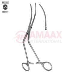 WYLIE Hypogastric and Abdominal Vascular Clamp 24cm (9 1/2"), Slightly Curved, Shanks Angeld Downwards