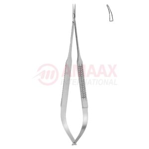 Micro-needle-holder-flat-handle-curved-dimond-coated-jaw