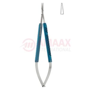 Micro-needle-holder-light-weight-with-blue-colored-anodized-straight