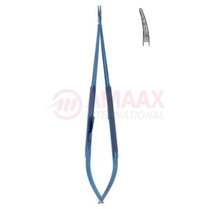 Micro-needle-holder-titanium-with-catch-curved-dimond-coated-jaw