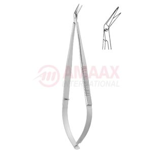 Toledo-spring-type-vascular-micro-scissors-sharp-flat-45-1-blade-buttoned