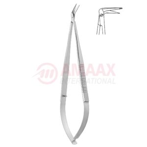 Toledo-spring-type-vascular-micro-scissors-sharp-flat-90-1-blade-buttoned