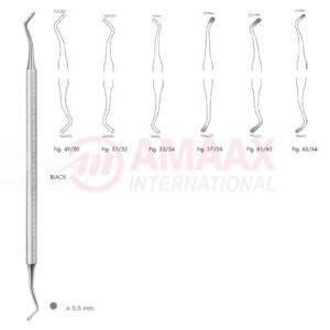 Black Cutting Instrument Double End With Octagonal Handle Fig.49/50-Fig.63/64